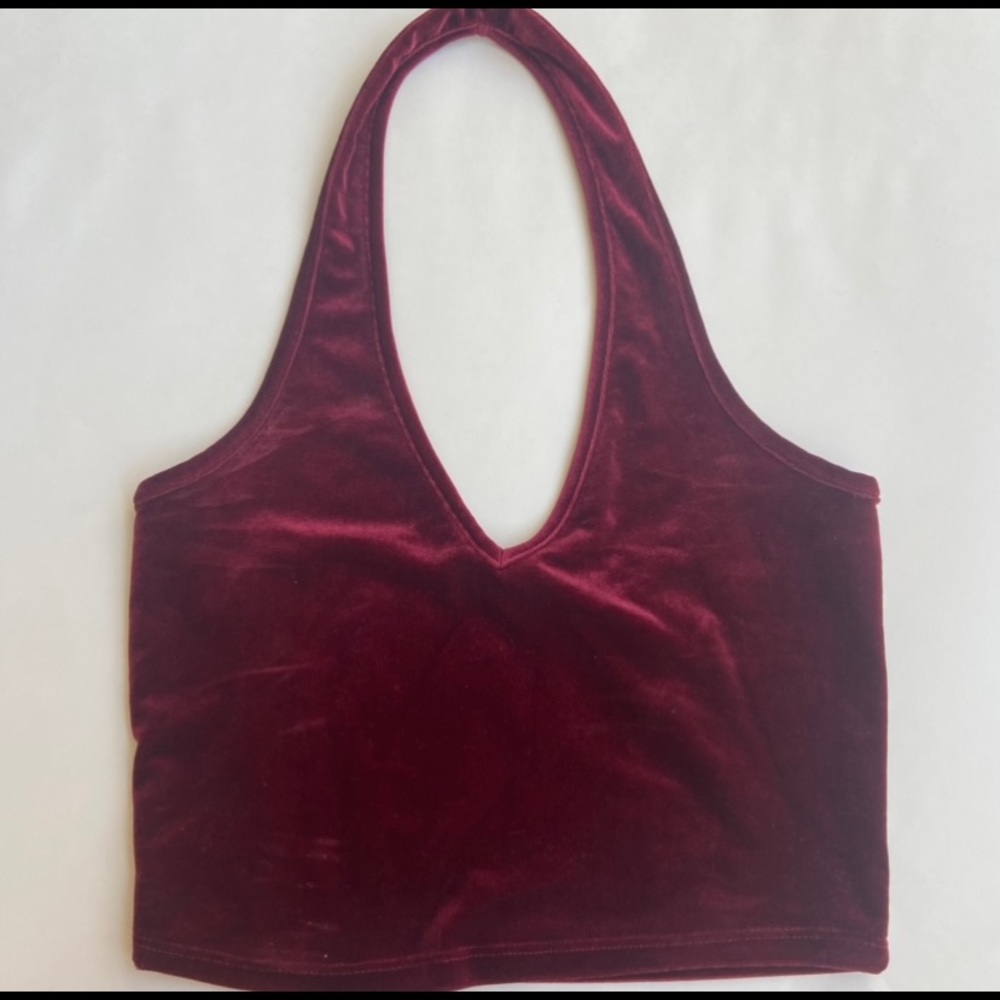 Bozzolo Red Velvet Halter Crop Top